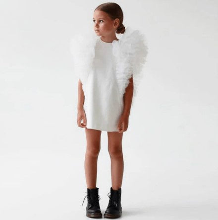 Girls White / Black Party Dress