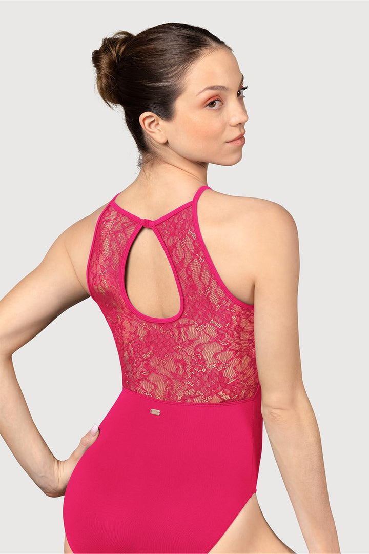 Mirella Lace Keyhole Back Womens Halterneck Leotard - The Stage Shop