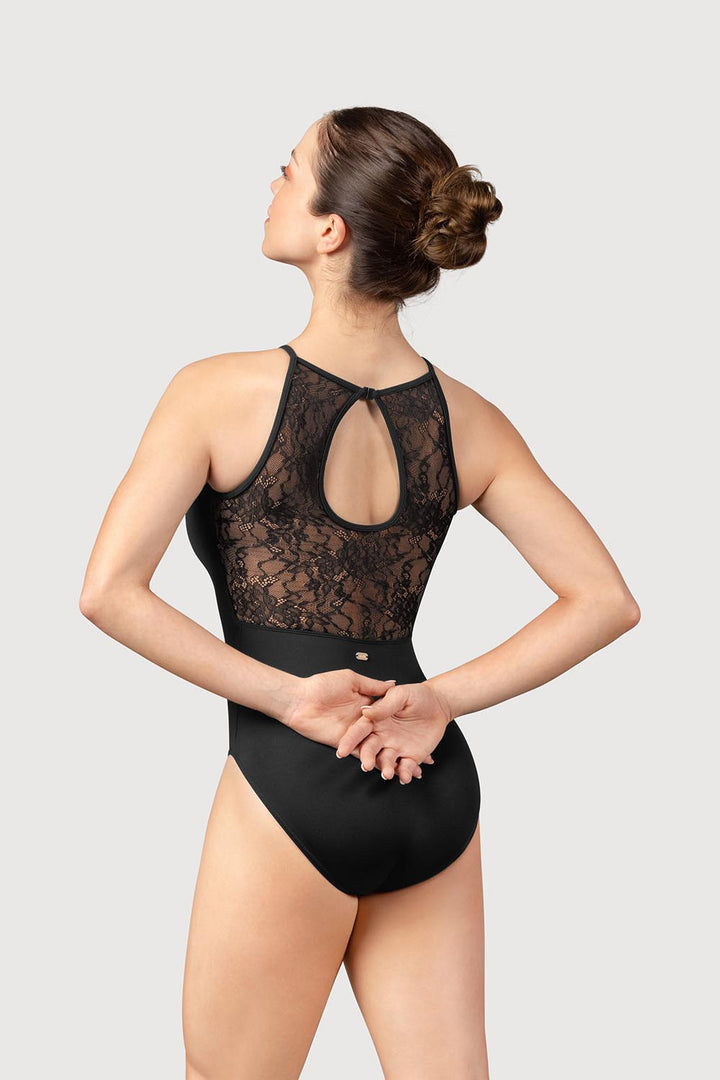 Mirella Lace Keyhole Back Womens Halterneck Leotard - The Stage Shop