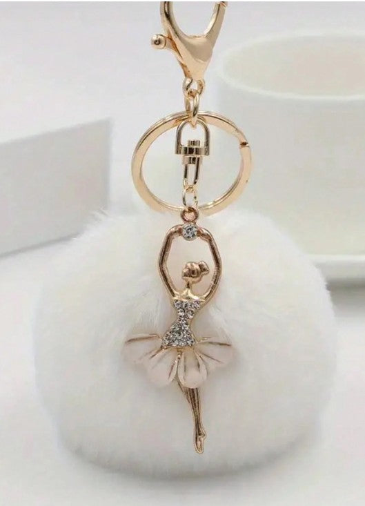 Ballerina Pom Pom Keyring
