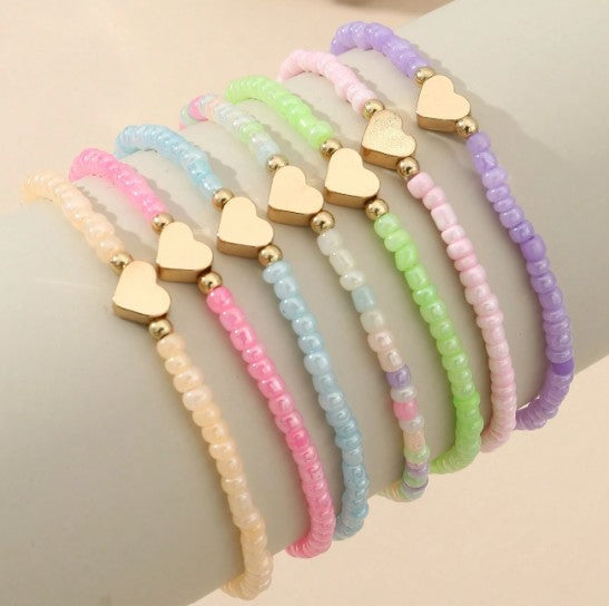 Beaded Heart/Moon/Star Charm Bracelets Multi Colour - The Stage Shop
