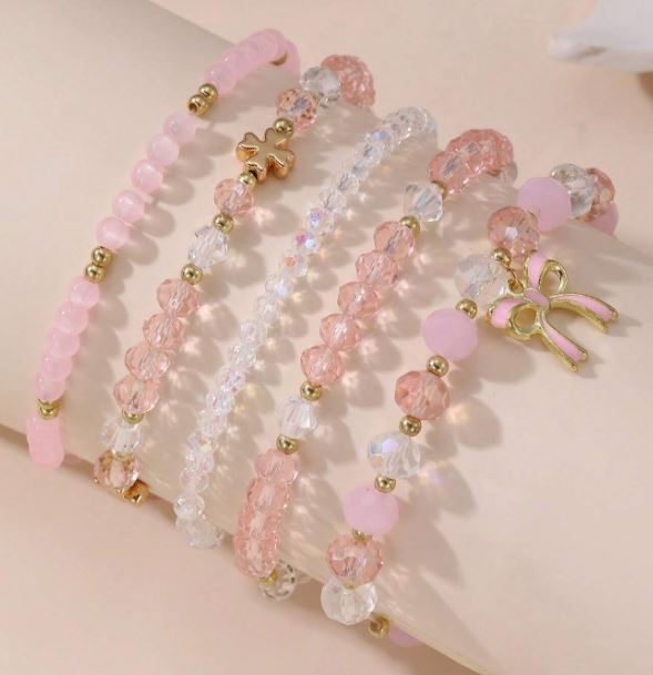 Crystal Beaded Bow Bracelet Set