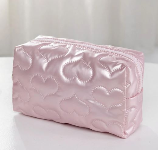 Heart Quilted Makeup Bag