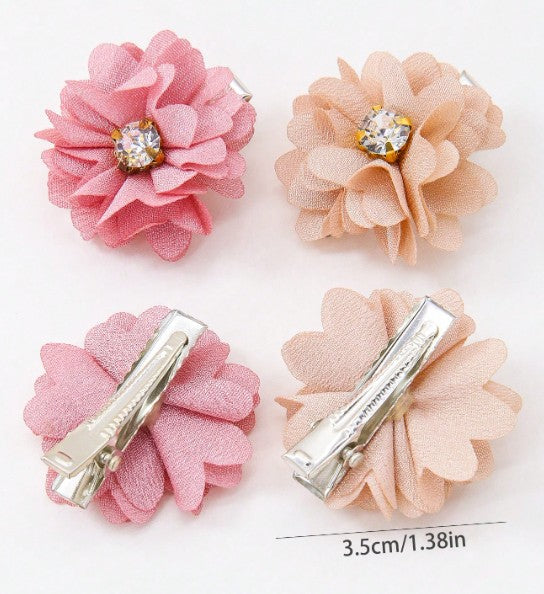 Rhinestone Flower Hair Clips 2pcs - The Stage Shop