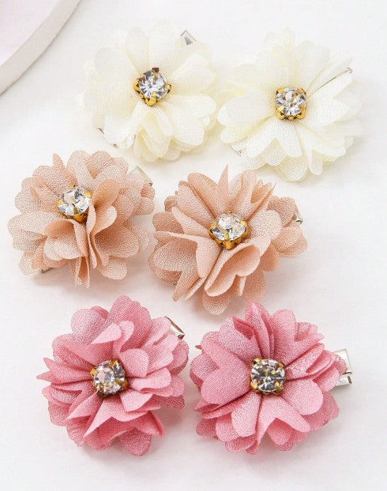Rhinestone Flower Hair Clips 2pcs - The Stage Shop