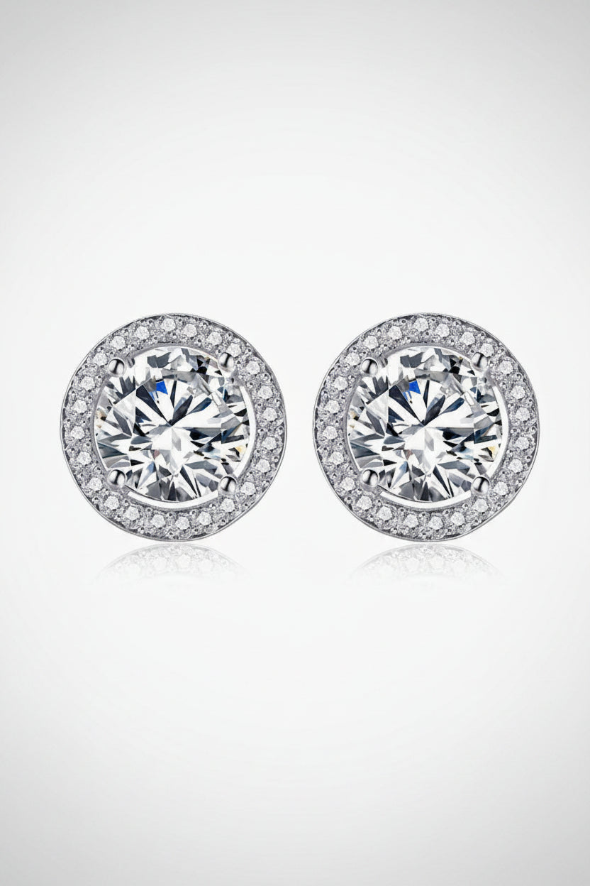 Round Cubic Zirconia Silver Earring Studs - The Stage Shop
