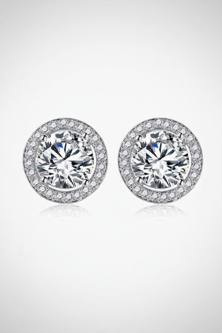 Round Cubic Zirconia Silver Earring Studs - The Stage Shop