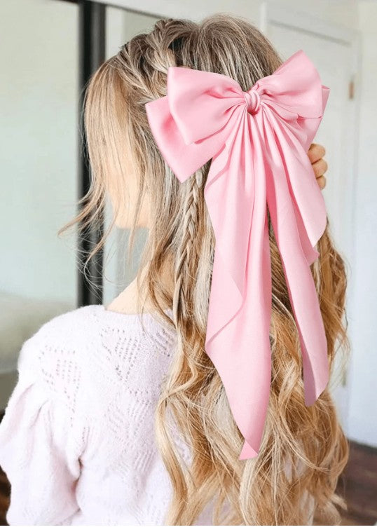 Large Satin Hair Bow with Clip - The Stage Shop