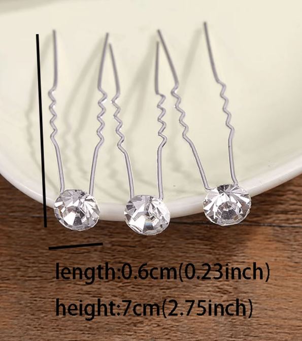 Diamante U Shaped Hair Pins 20 Pieces