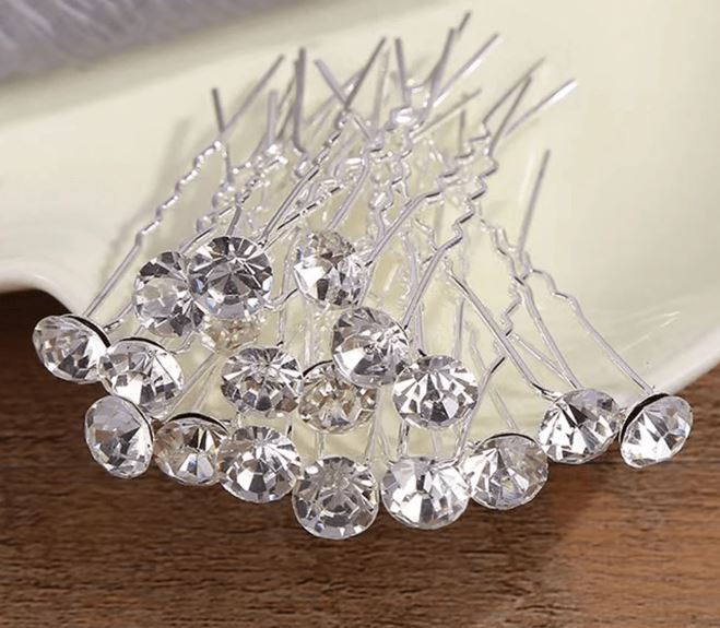 Diamante U Shaped Hair Pins 20 Pieces