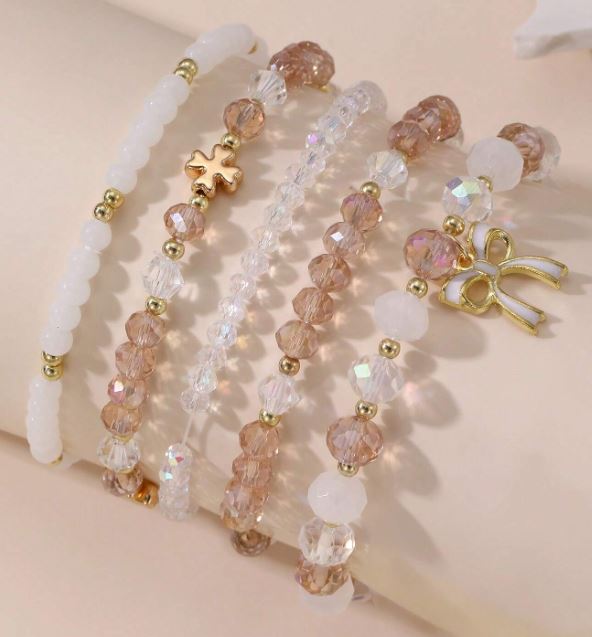 Crystal Beaded Bow Bracelet Set