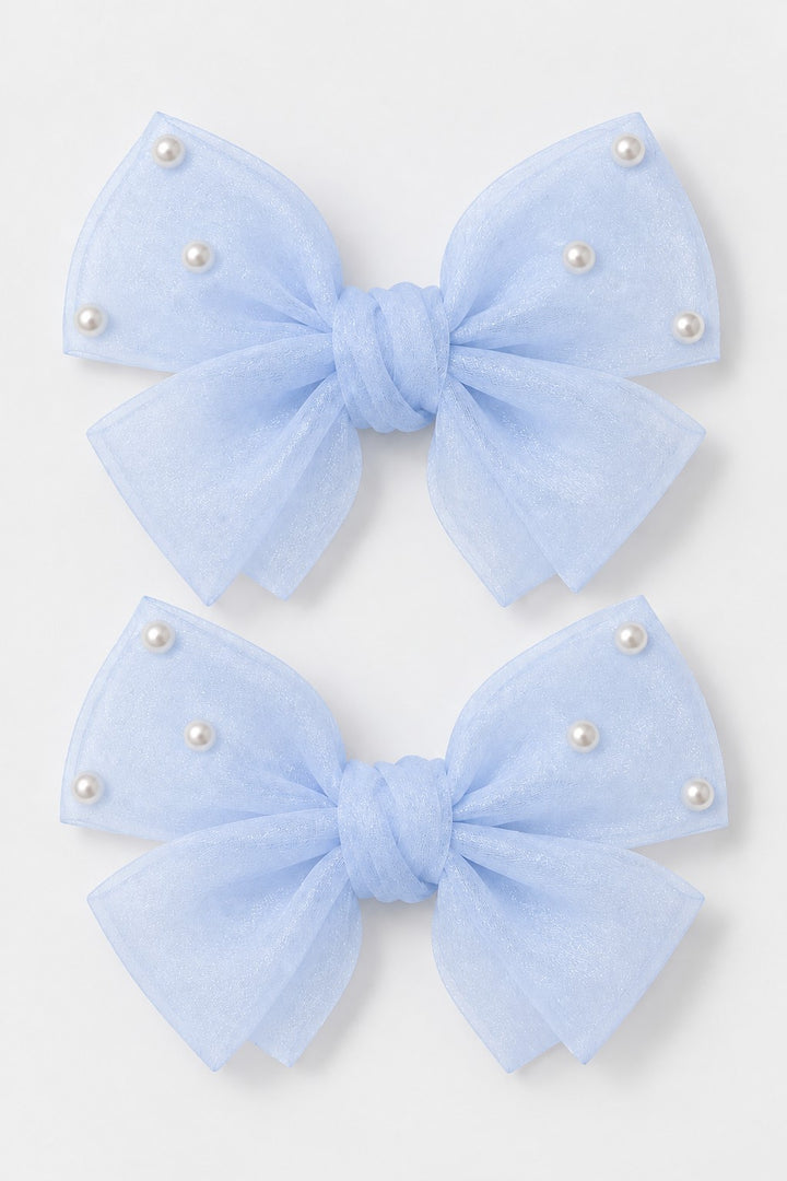 Pastel Bow Pearl Hair Clip Pair