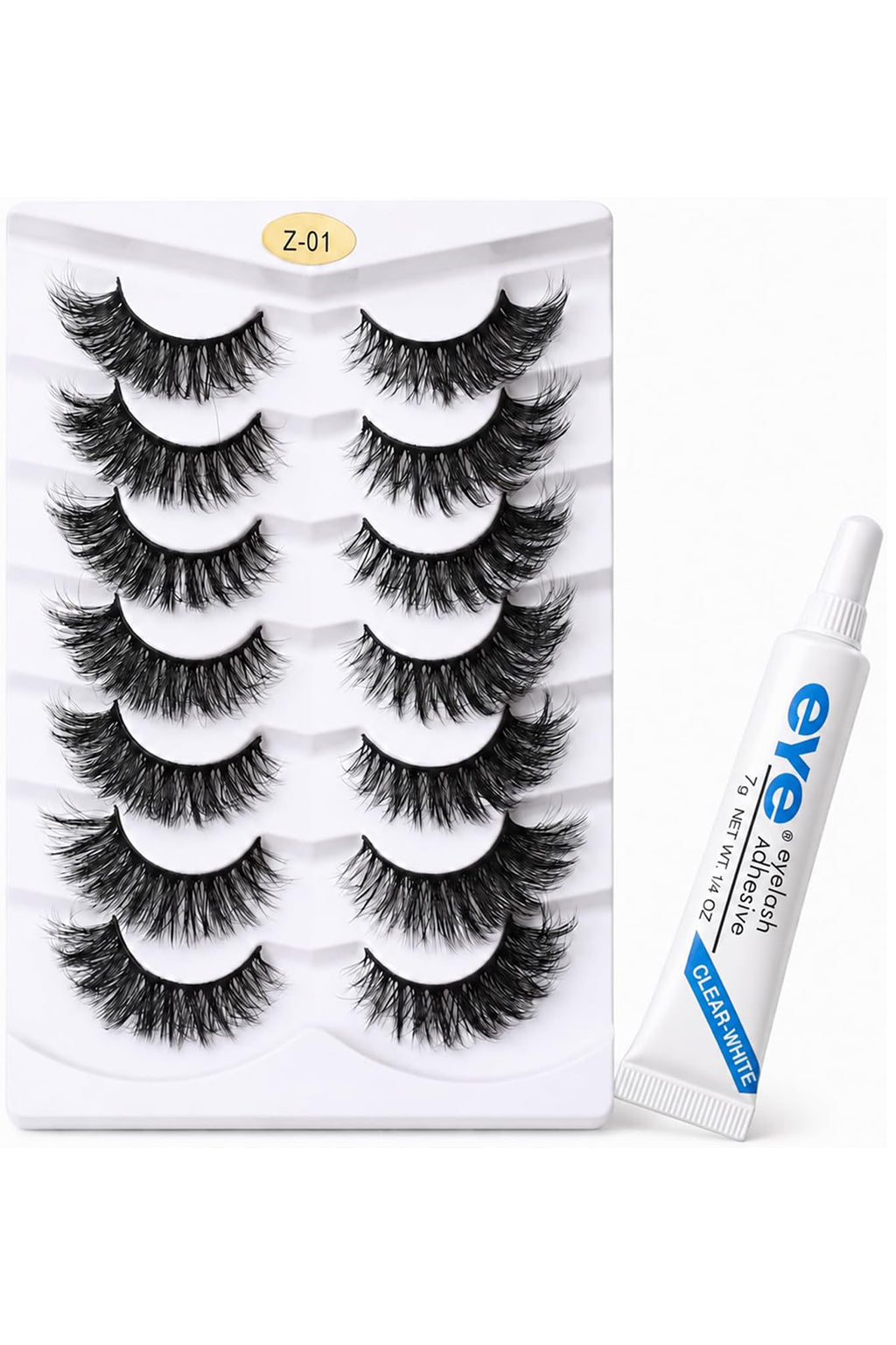 Dramatic Cat Eye False Eyelashes With Glue - 7-Pair Pack