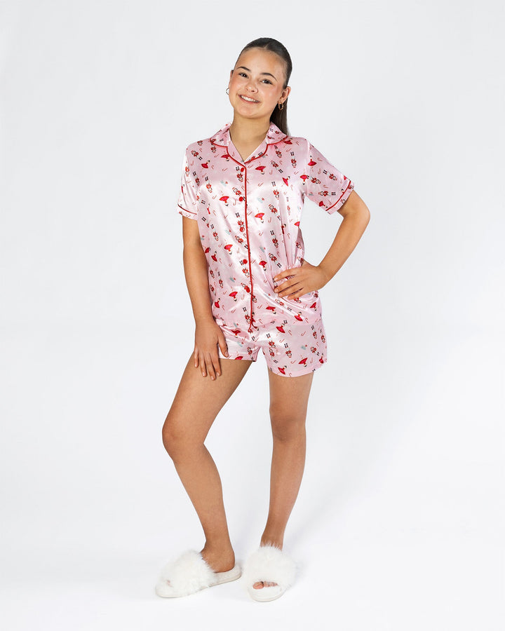 Christmas Satin Silk Pyjama Set - Girls