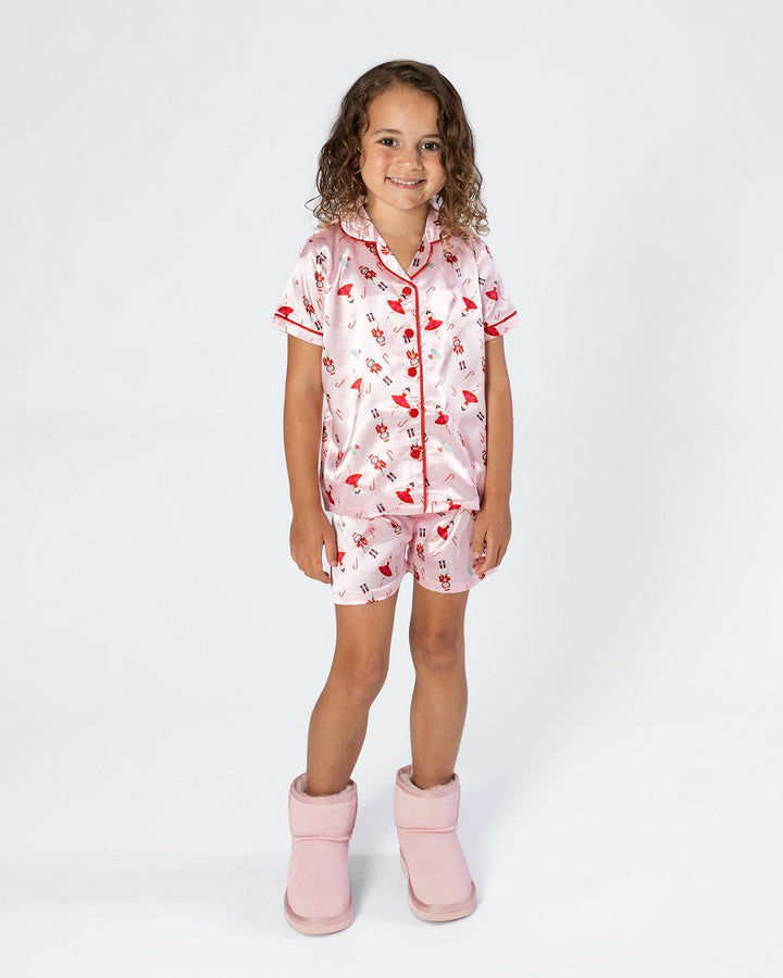 Christmas Satin Silk Pyjama Set - Girls