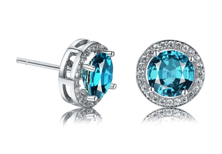 Round Cubic Zirconia Silver Earring Studs