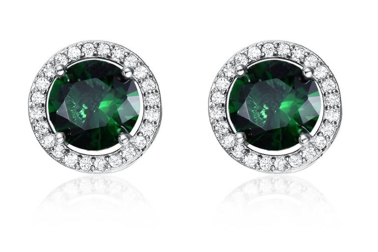 Round Cubic Zirconia Silver Earring Studs