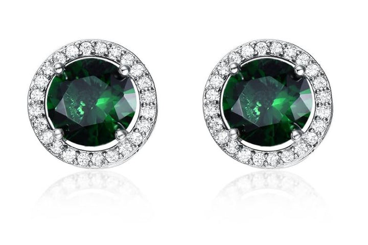 Round Cubic Zirconia Silver Earring Studs