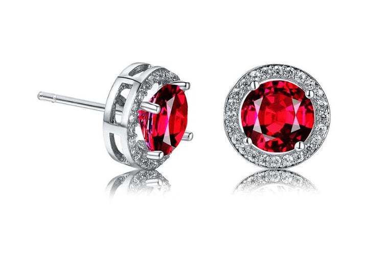 Round Cubic Zirconia Silver Earring Studs