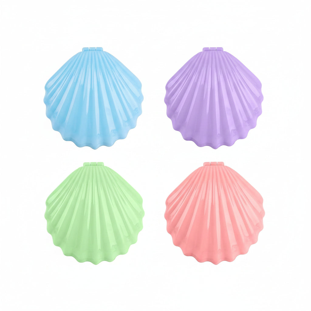 Shell Mirror Hair Brush Compact